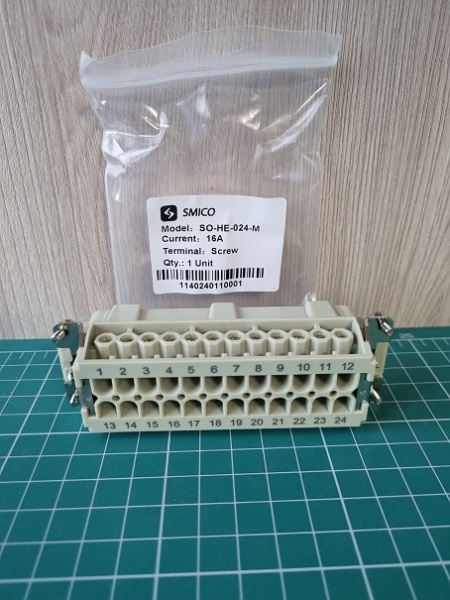 Вставка контактная, размер H24B, тип вилка, 24P+PE, 16A, 500V, винтовой зажим