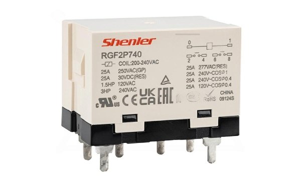 Реле RGF2P740, 2NO, 25A(277VAC/30VDC), 200-240VAC, для печатных плат