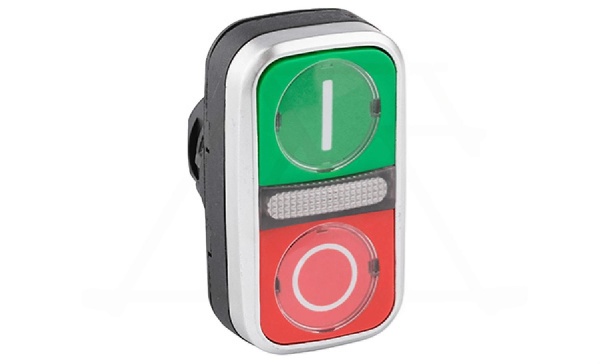 Головка кнопки двойной, зеленый I/красный O, с линзой, IP65