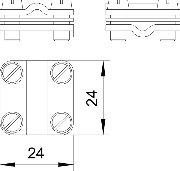 Клемма 470 4-16 для для крестового/Т-образного соединения проводников 4-16 мм², с промеж. пластиной, никелированная латунь