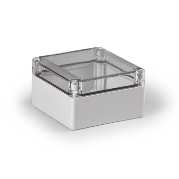 Cubo S 125 x 125 x 75 мм, 50 мм основание, глухая стенка, прозрачная крышка, PC, IP 66/67