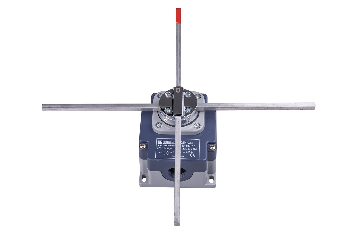 Концевой выключатель с приводом 300мм, угол поворота 180° (1 шаг вперёд, 1 шаг назад), металлический корпус (400В, 25А), IP65 CSM023