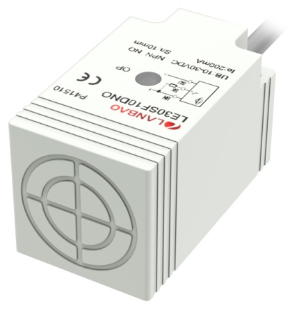 LANBAO LE30SF10DPR Индуктивный датчик 10 мм, прямоугольный, заподлицо, 10…30 DC, PNP, NO+NC, PBT, ка