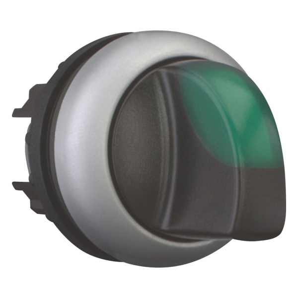 Переключатель I-0-II (60o, возвр.) с зел. рукояткой с подсв. Titan M22-WLK3-G, IP67