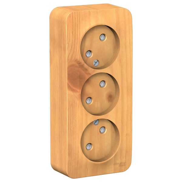 BLANCA О/У РОЗЕТКА 3-я без заземления со шторками, ИЗОЛ.ПЛ., 16А, 250В, ЯСЕНЬ