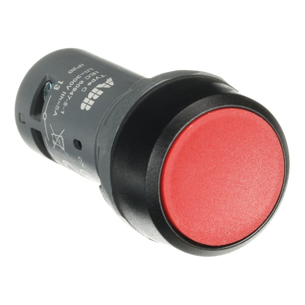 Кнопка CP1-10R-11, красная, без фиксации, 1NO+1NC, 1A, IP66, пластик, 22mm