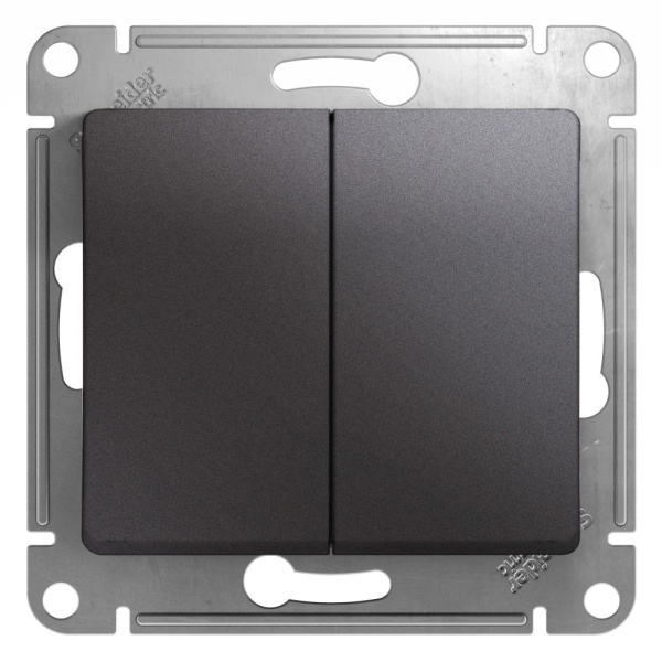 GLOSSA 2-клавишный ПЕРЕКЛЮЧАТЕЛЬ, сх.6+6, 10АХ, механизм, ГРАФИТ