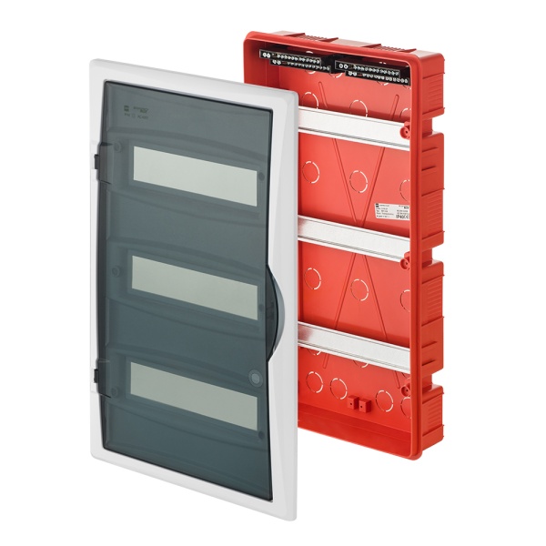 Щит встраив. ECO BOX 3x12M, N/PE 4x 2x16+7x10mm2, дымчатая пласт. дверь, белый RAL9003, 560x350x102mm, IP40