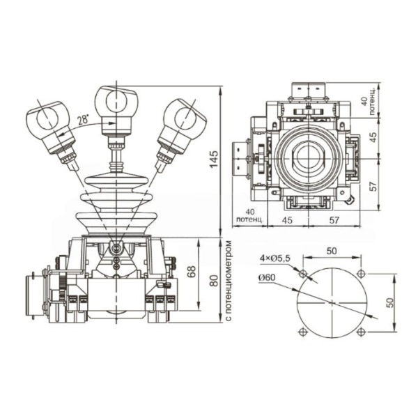 Командоконтроллер (джойстик промышленный) XKBA-35330 аналог Schneider Electric XKBA35330
