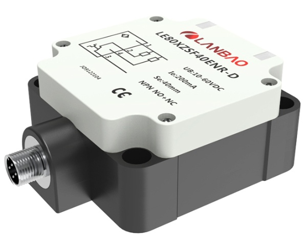 LANBAO LE80XZSF40LIUM-E2 Индуктивный датчик 40 мм, прямоугольный, заподлицо, 15…30 DC, 0…10V 0…20mA,