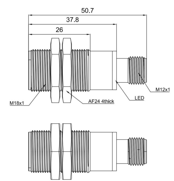 LANBAO UR18-CC50DNB-E2 ультразвуковой датчик M18 NPN NO/NC Sn=40-500мм разъем M12