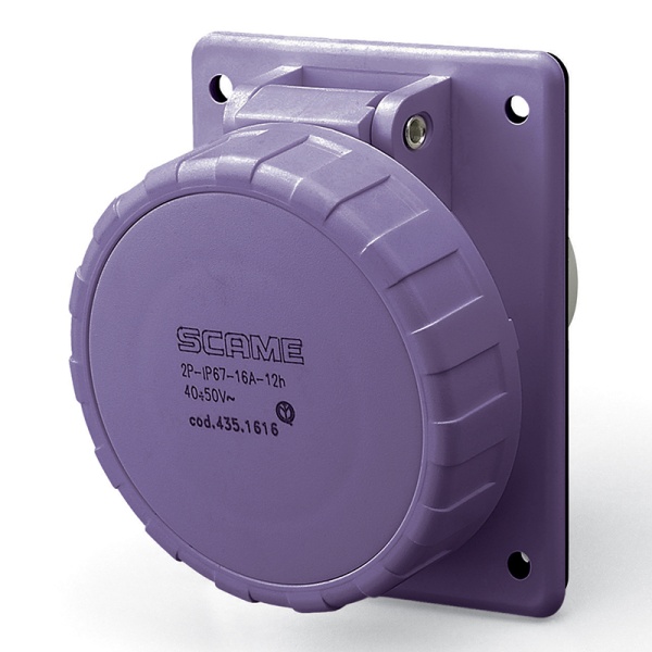 Разъем пром. силовой CEE встраиваемый наклонный, гнездо, 16A, 3P, 20_25VAC 50/60Hz, уст. 70x87mm, IP66/IP67, серия IEC309