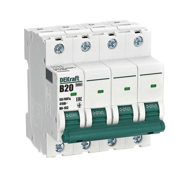 Авт. выкл. 4Р 20А х-ка B ВА-103 6кА нов.