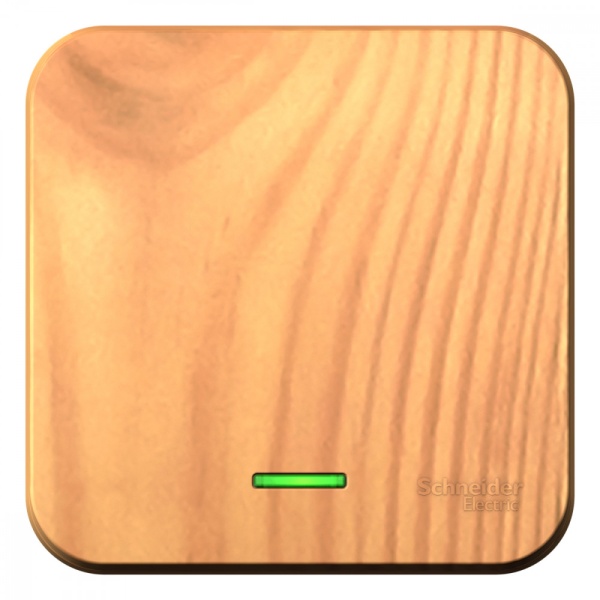 BLANCA О/У 1-клавишный ПЕРЕКЛЮЧАТЕЛЬ (сх.6) с подсветкой, ИЗОЛ.ПЛ, 10А, 250В,  ЯСЕНЬ