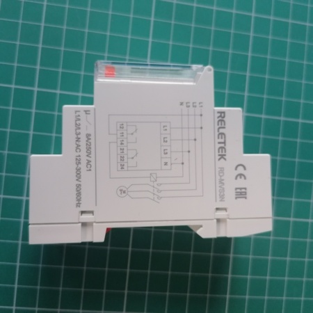 Реле контроля напр. RD-MVS3N, 3P+N L-N 125_300VAC, 2CO, 8A(250VAC), обрыв, черед., Umin+Umax, асимметр., 0.1_30s, LCD, 2M