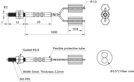 LANBAO PFRD-310 оптоволоконный кабель 1м головка M3 Sn=40мм (D-тип)