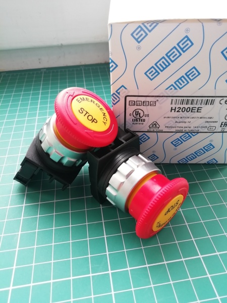 Кнопка аварийная "Грибок" 40мм (1НЗ), возврат поворотом, с маркировкой, серия H (30мм) (250В AC, 4А), IP50 H200EE