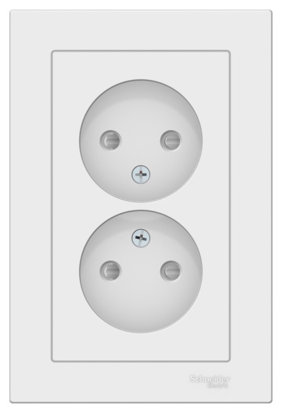 ATLASDESIGN РОЗЕТКА двойная без заземления со шторками, 16А, в сборе, ЛОТОС