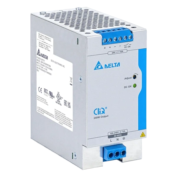 Блок питания импульсный CliQ III, 240W, 10А, 88_264VAC / 24VDC, DIN35, реле DC OK, винт.клеммы, ал.корпус