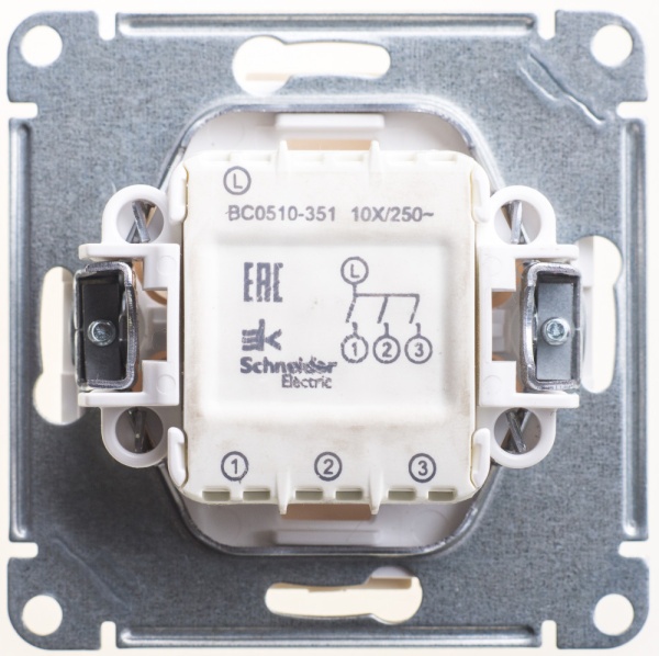 W59 3-клавишный ВЫКЛЮЧАТЕЛЬ, сх.1+1+1, 10АХ, механизм, СЛОНОВАЯ КОСТЬ