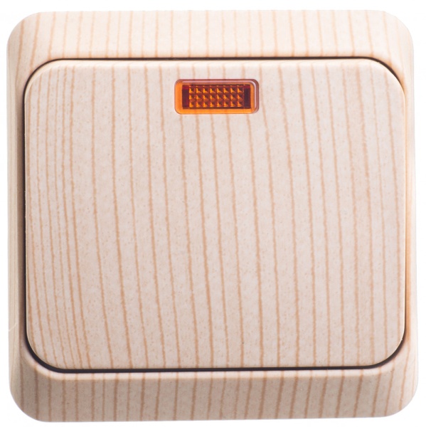 ЭТЮД О/У 1-клавишный ВЫКЛЮЧАТЕЛЬ с подсветкой 10 АХ, СОСНА