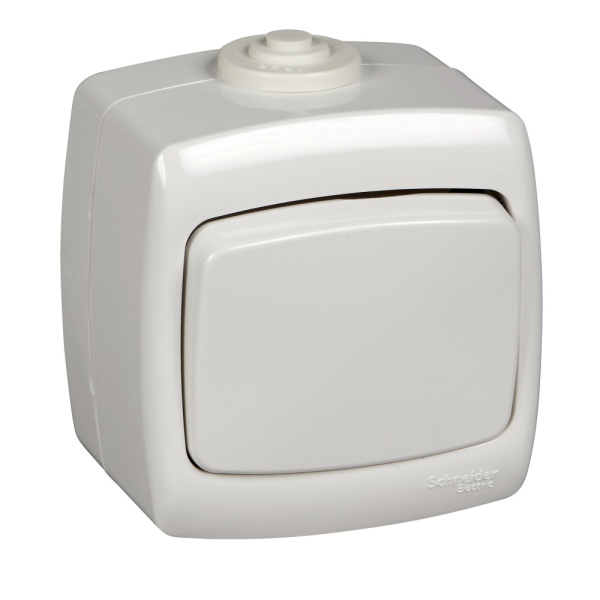 РОНДО IP44 О/У 1-клавишный ПЕРЕКЛЮЧАТЕЛЬ 6А, 250В, БЕЛЫЙ. Россия