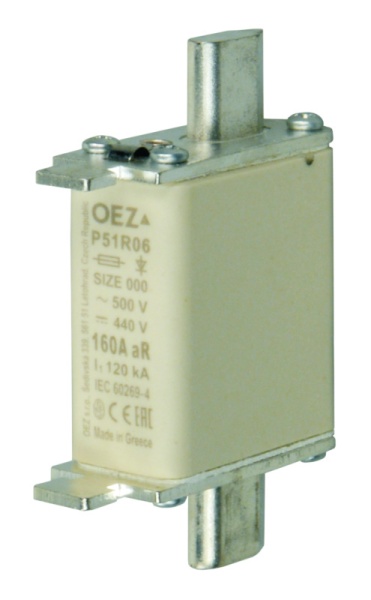 Плавкая вставка для защиты полупроводников P51R06 50A gR Un AC 690 V / DC 440 V, размер 000, gR - характеристика для защиты полупроводников, ножевое исполнение, без Cd/Pb