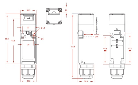 LANBAO SLAS-MT1R-D Замок безопасности 1NC+1NO Pg13.5