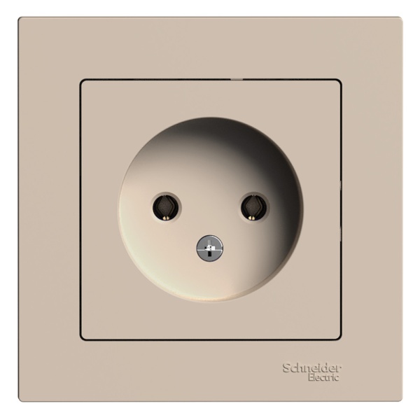ATLASDESIGN РОЗЕТКА без заземления без шторок, 16А, в сборе, ПЕСОЧНЫЙ