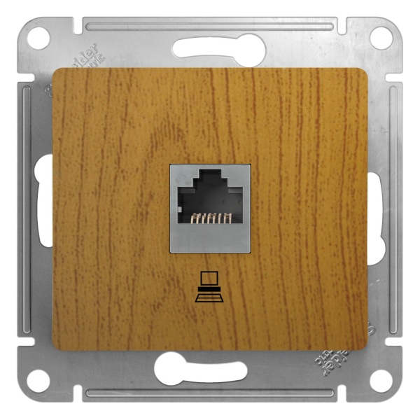 GLOSSA РОЗЕТКА компьютерная RJ45 кат. 5e, механизм, ДУБ