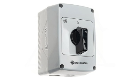 Переключатель PNGBS 25 92, 4P, 25A, тип 0-1, 11kW(400VAC по АС-23), черная рукоятка, в корпусе IP65