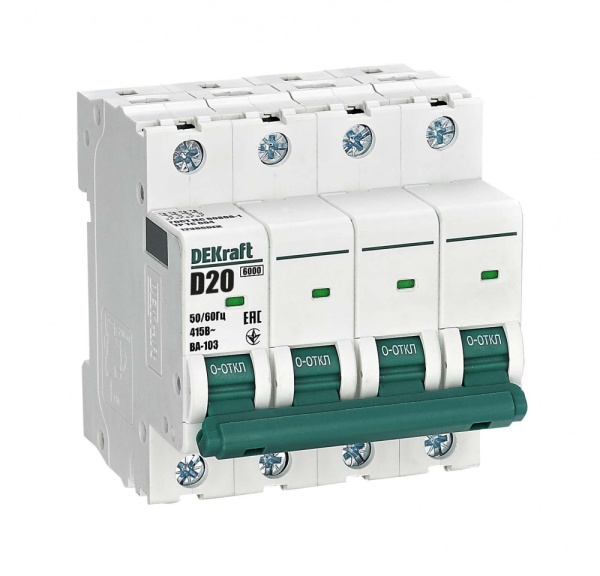 Авт. выкл. 4Р 20А х-ка D ВА-103 6кА нов.