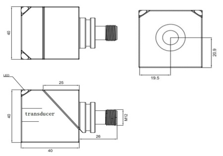 LANBAO US40-CC50DU10-E2 Ультразвуковой датчик 40x40x40 0-10 В аналоговый выход Разъем М12