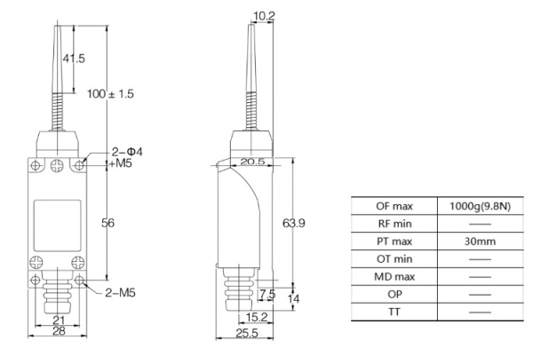 LANBAO LSAR-8166 концевой выключатель NO/NC пружинный рычаг