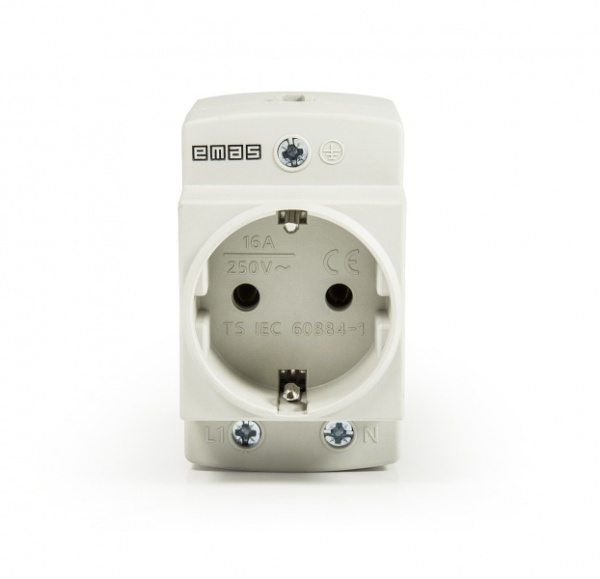 Розетка (EU), монтаж на DIN-рейку, 2P+E, серый цвет (230В, 16А) EPREU2G