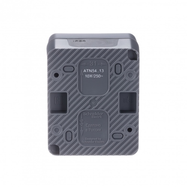 ATLASDESIGN PROFI IP54 О/У 1-клавишный ВЫКЛЮЧАТЕЛЬ с подсветкой, сх.1а, 10АХ, АНТРАЦИТ