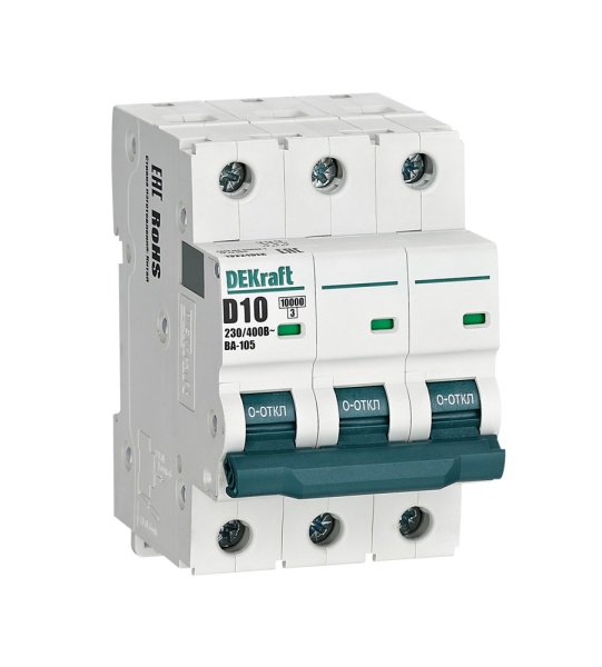 Авт. выкл. 3P 10A х-ка D ВА-105 10кА