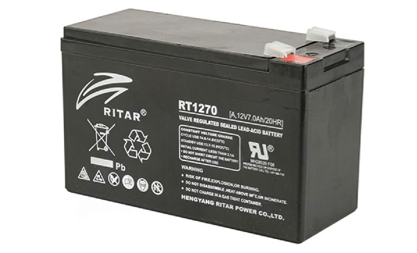 Батарея аккумуляторная Ritar RT1270A, F2, 12V/7Ah, 94(100)x151x65 HxLxW, 1.9kg, 6-8 лет