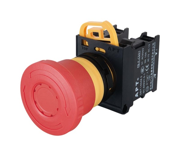 Кнопка аварийной остановки PB3E 40mm, разблок. поворотом, 1NC, 6A 230VAC/24VDC, 22mm, IP65