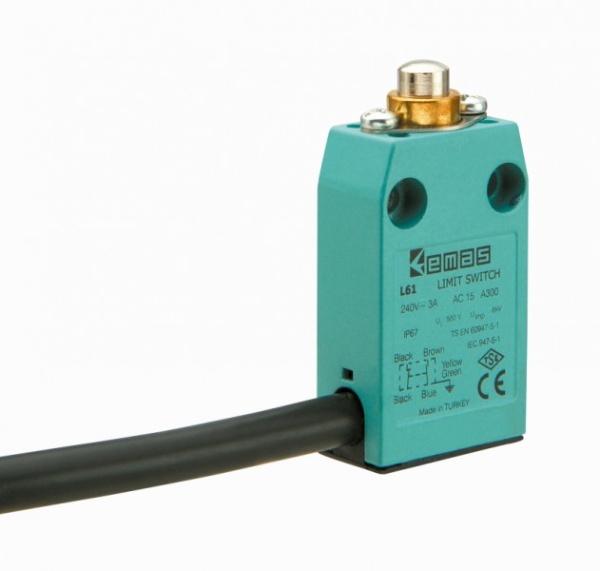 Концевой выключатель, привод металлический плунжер (1НЗ+1НО, мгновенное сраб.), серия L66, пластиковый корпус (240В AC, 3А), IP67