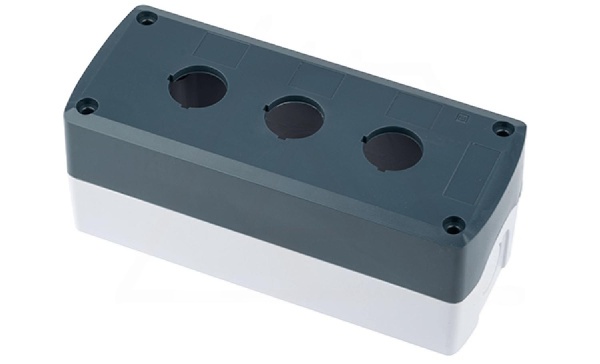 Корпус для поста кнопочного, пластик, серый/черный, 71x170x65,5mm, 3 места, IP65