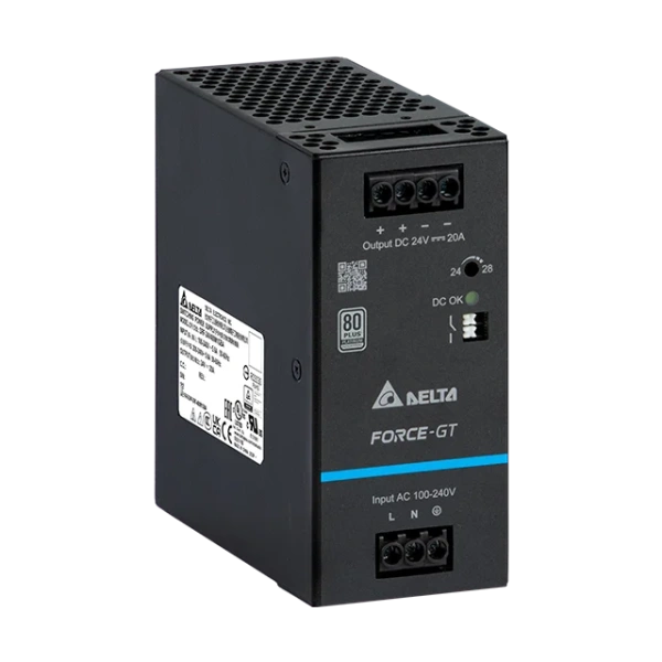 Блок питания импульсный Force-GT, 480W, 10А, 90_264VAC / 48VDC, DIN35, реле DC OK, винт.клеммы, ал.корпус