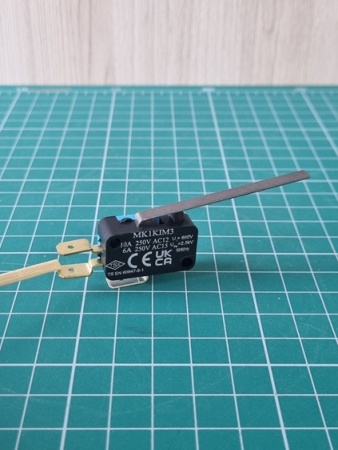 Микровыключатель, привод металлический рычаг (1ПК), металлический корпус (250В AC, 10А), IP20 MK1KIM3