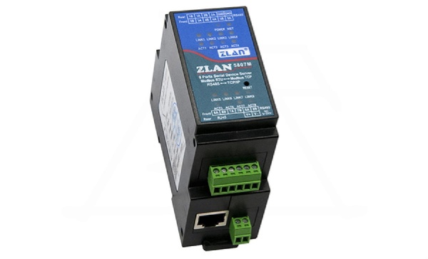 Преобразователь интерфейсов ZLAN5807M, RS-485 в Ethernet, 8xRS-485, Modbus Gateway, MQTT Gateway, 24VDC, DIN35