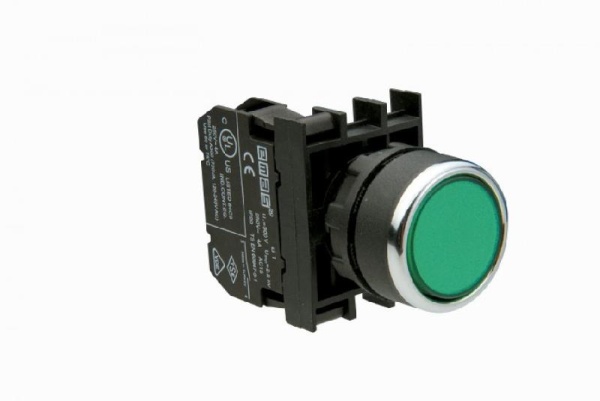 Кнопка (1НО+1НО), зелёный цвет, серия B (250В AC, 4А), IP50 B101DY