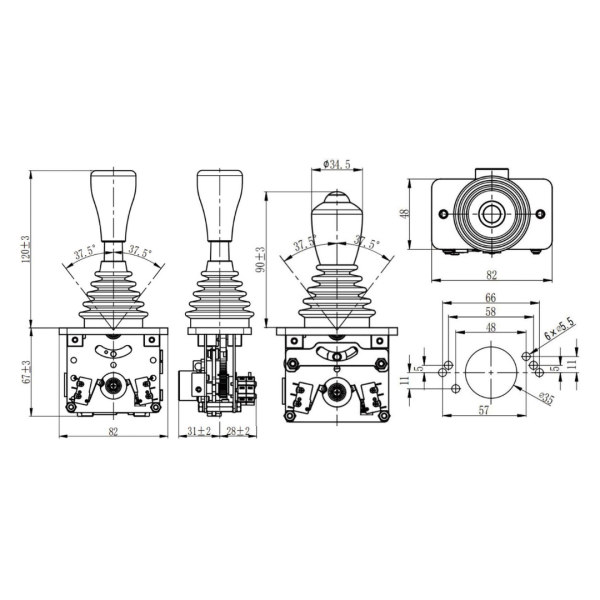 Промышленный одноосевой джойстик SQ-T0 LSSINE (SQT0) позволяет максимально полезно задействовать устройство в различных системах управления, дорожно-строительной и коммунальной технике, подъёмниках, буровых установках и переносных пультах управления