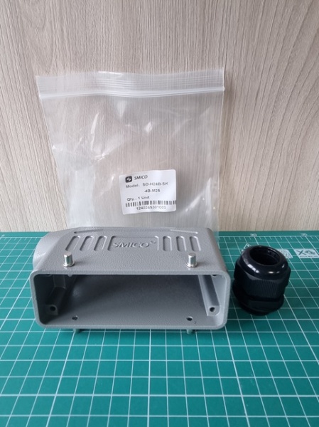 Корпус разъема, размер H24B, кабельный, угловой ввод M25, металл, IP65, RAL 7037