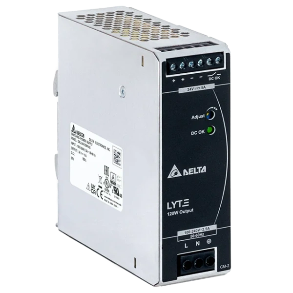 Блок питания импульсный Lyte, 120W, 5А, 85_264VAC (120_375VDC) / 24VDC, DIN35, реле DC OK, винт.клеммы, ал.корпус