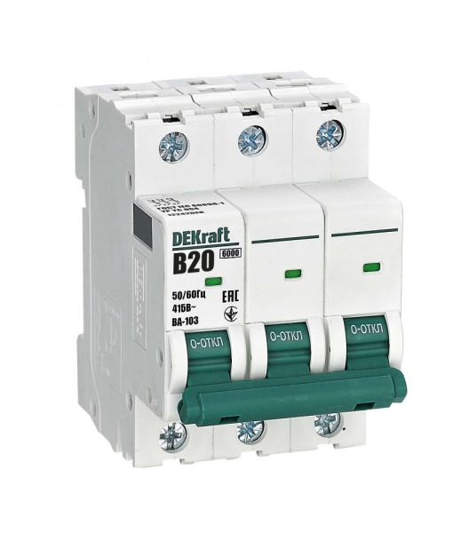 Авт. выкл. 3Р 20А х-ка B ВА-103 6кА нов.