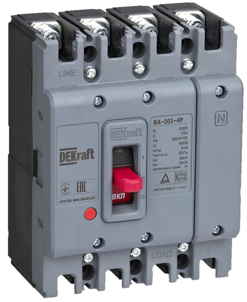 Силовой авт. выключатель 4P 250А 36кА ВА-303